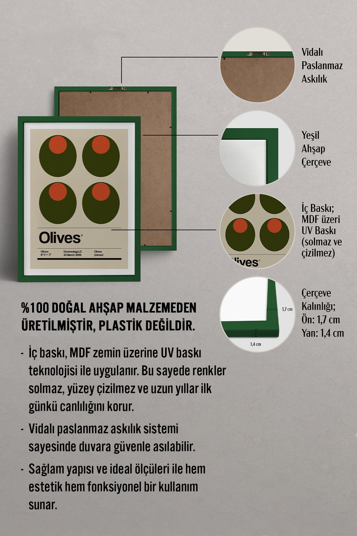 HOMEPACK Ahşap Çerçeveli Tablo Çerçeveli Poster Sanatsal Modern Duvar Dekoru TK-932