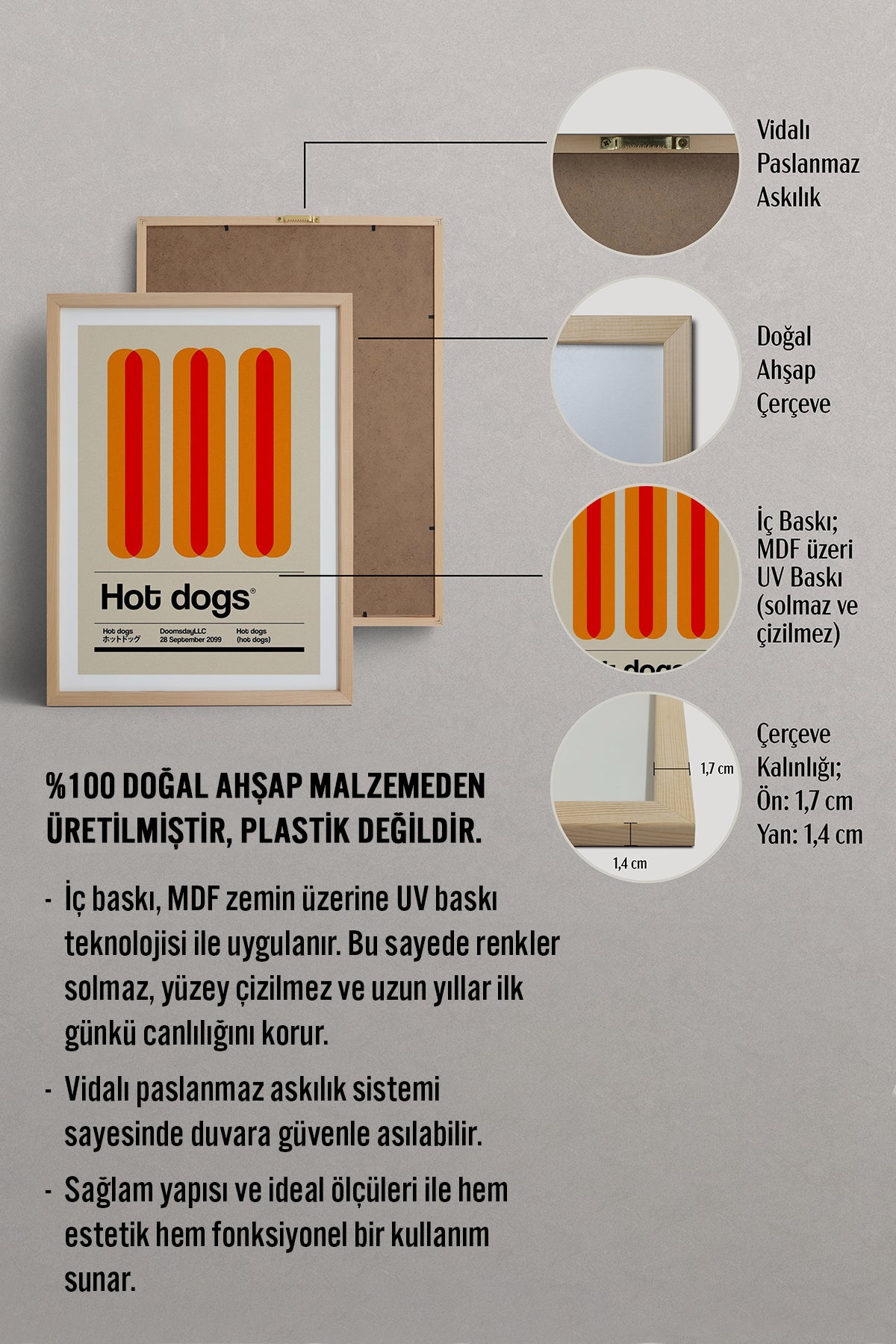 HOMEPACK Ahşap Çerçeveli Tablo Çerçeveli Poster Sanatsal Modern Duvar Dekoru TK-933