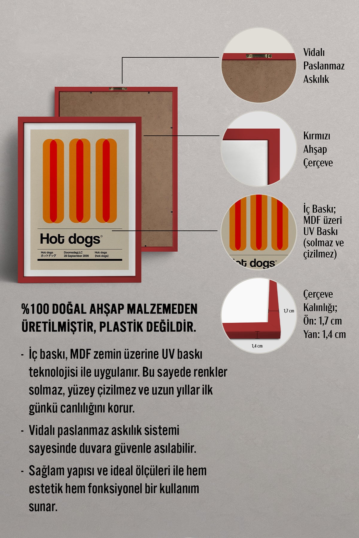 HOMEPACK Ahşap Çerçeveli Tablo Çerçeveli Poster Sanatsal Modern Duvar Dekoru TK-933