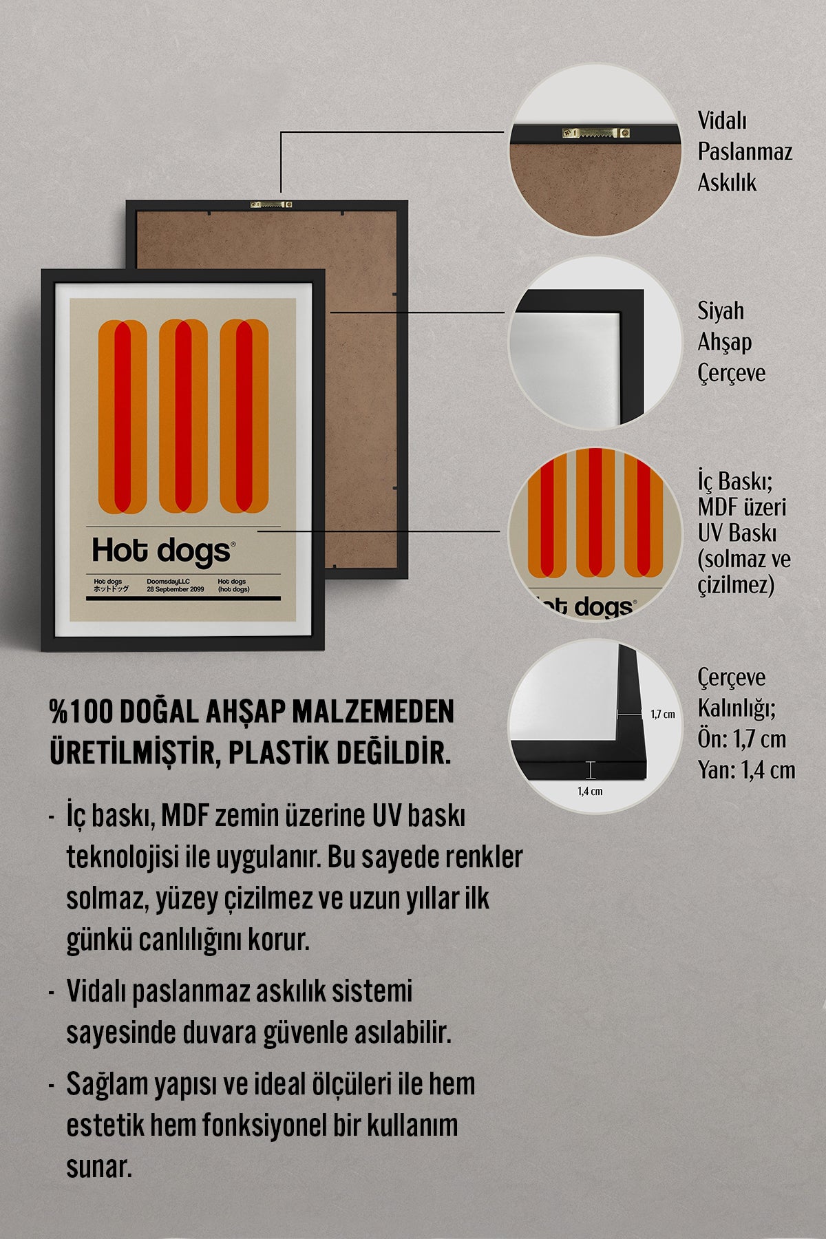 HOMEPACK Ahşap Çerçeveli Tablo Çerçeveli Poster Sanatsal Modern Duvar Dekoru TK-933