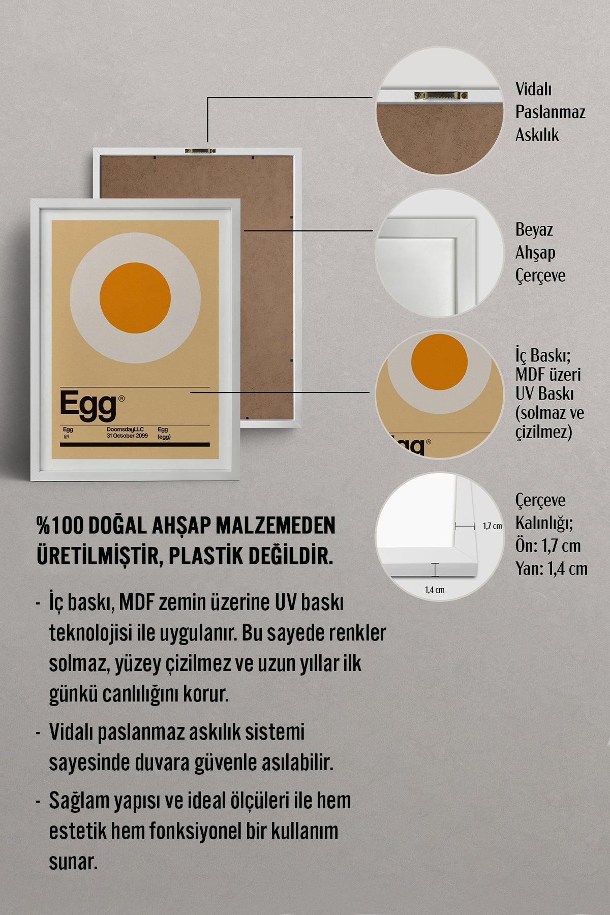 HOMEPACK Ahşap Çerçeveli Tablo Çerçeveli Poster Sanatsal Modern Duvar Dekoru TK-934