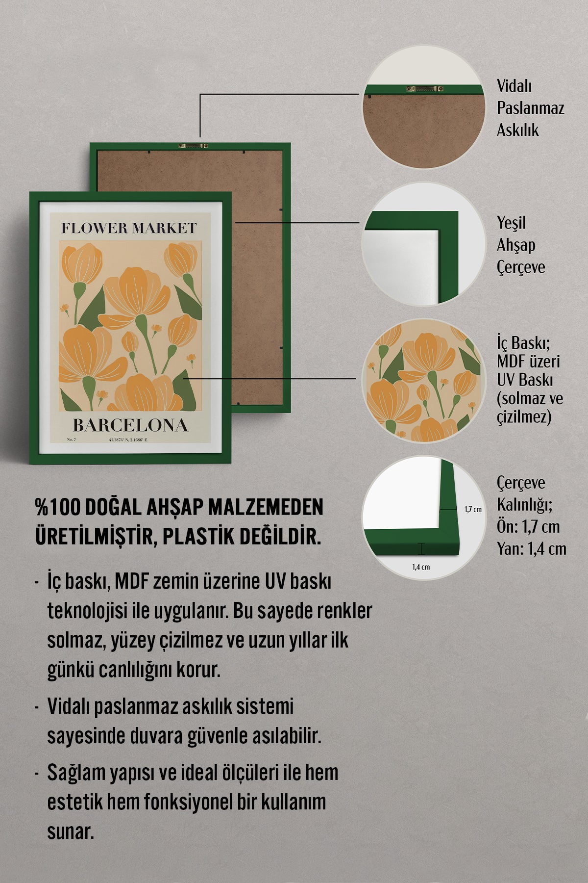 HOMEPACK Ahşap Çerçeveli Tablo Çerçeveli Poster Sanatsal Modern Duvar Dekoru TK-938