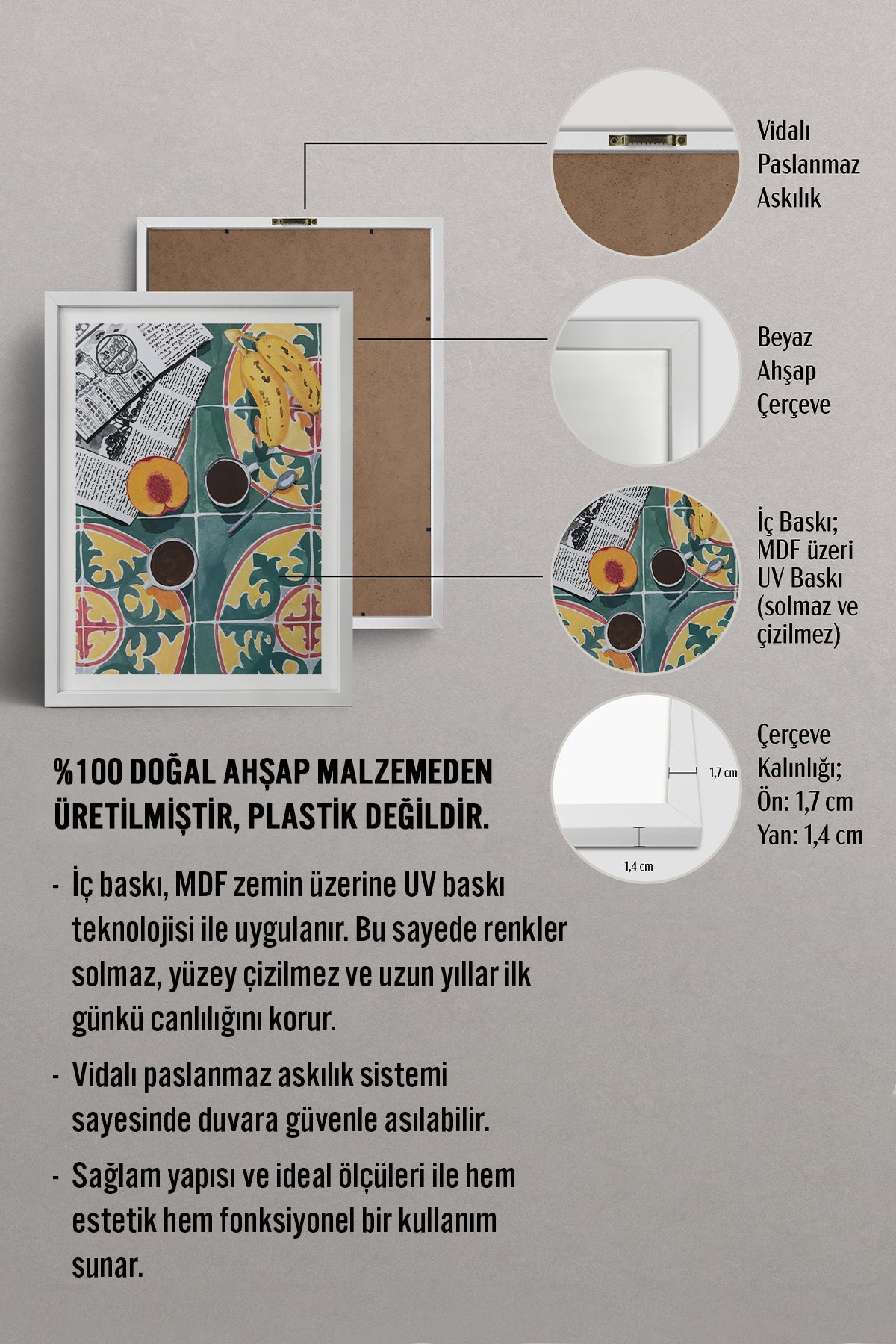 HOMEPACK Ahşap Çerçeveli Tablo Çerçeveli Poster Sanatsal Modern Duvar Dekoru TK-945