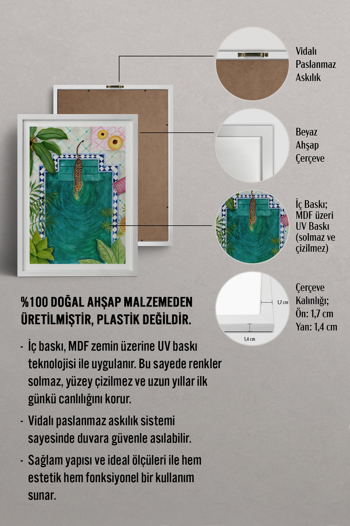 HOMEPACK Ahşap Çerçeveli Tablo Çerçeveli Poster Sanatsal Modern Duvar Dekoru TK-946