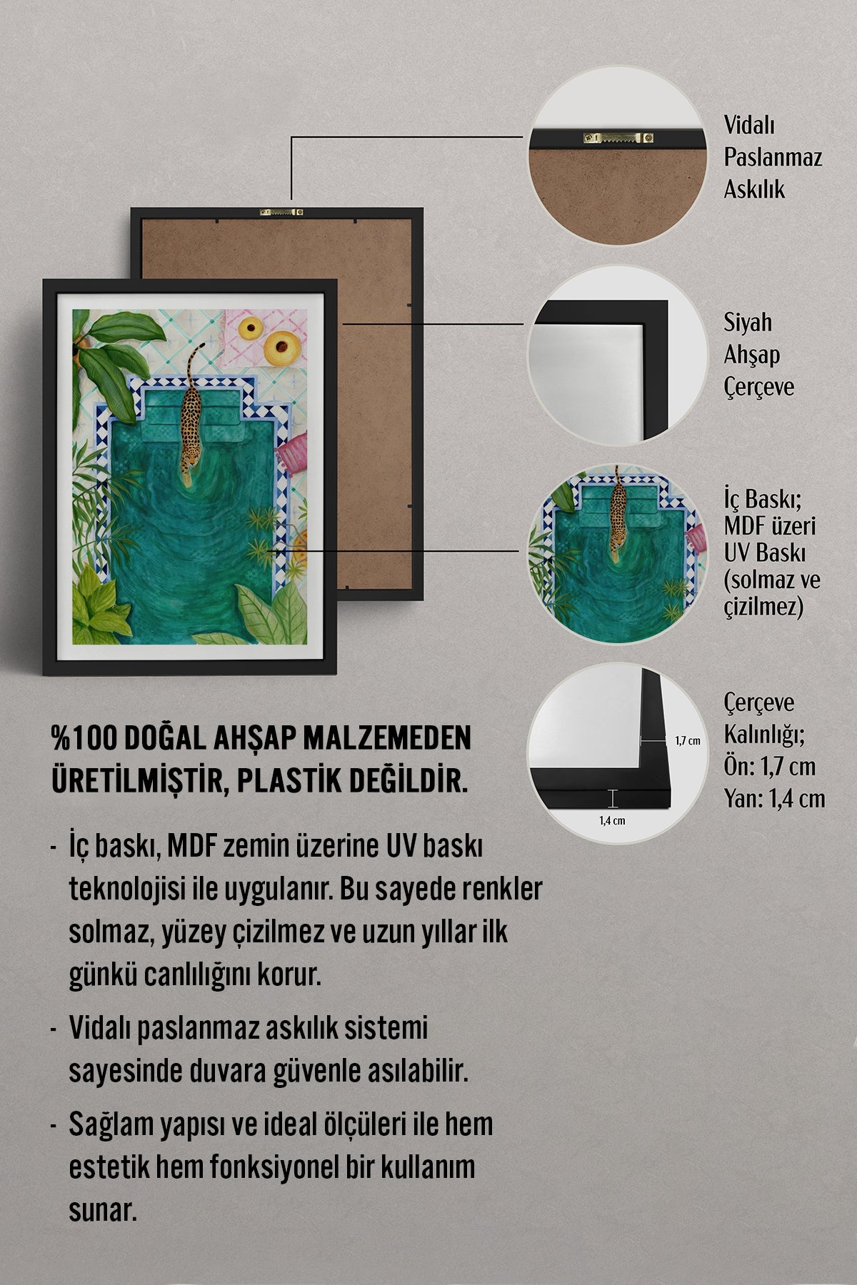 HOMEPACK Ahşap Çerçeveli Tablo Çerçeveli Poster Sanatsal Modern Duvar Dekoru TK-946