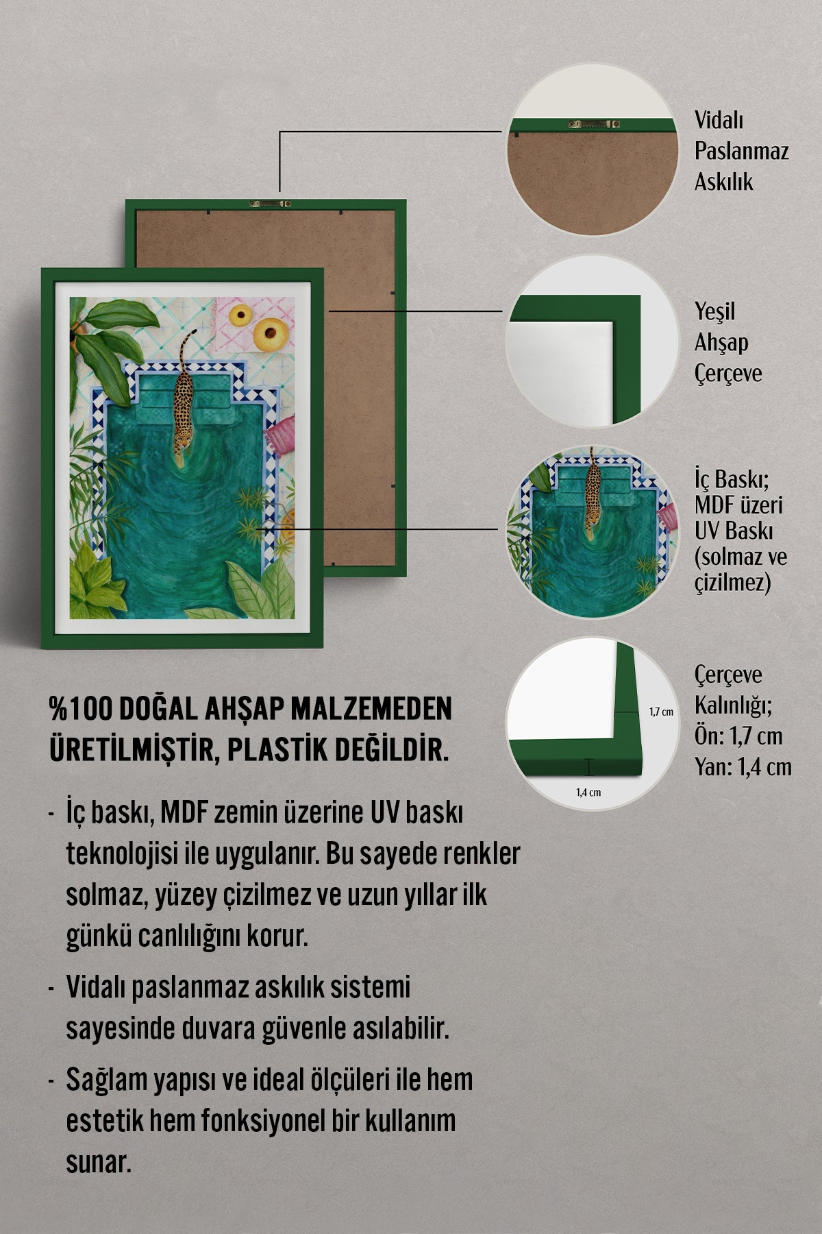 HOMEPACK Ahşap Çerçeveli Tablo Çerçeveli Poster Sanatsal Modern Duvar Dekoru TK-946