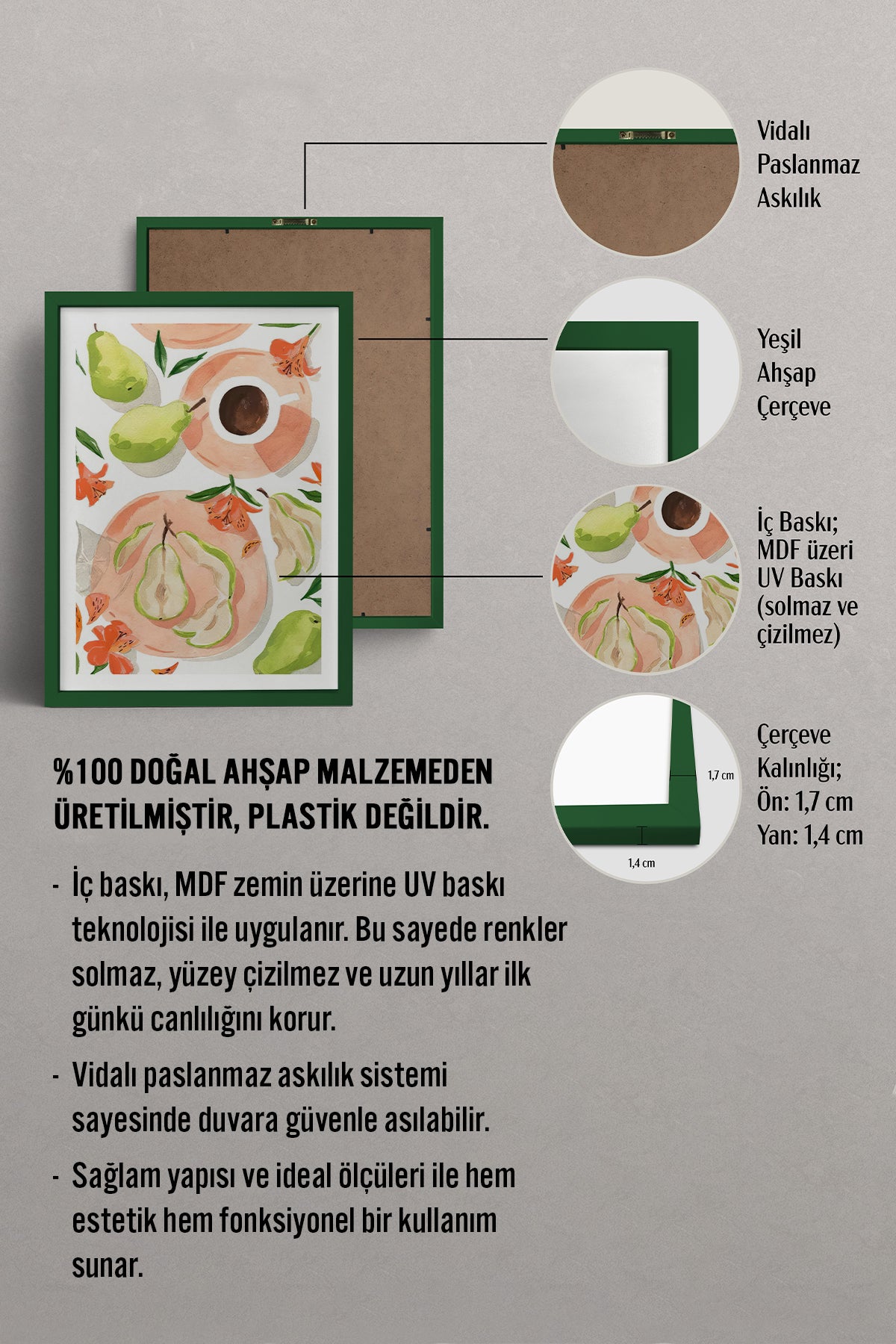 HOMEPACK Ahşap Çerçeveli Tablo Çerçeveli Poster Sanatsal Modern Duvar Dekoru TK-947