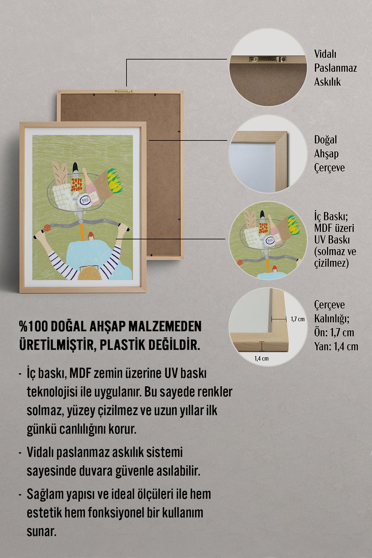 HOMEPACK Ahşap Çerçeveli Tablo Çerçeveli Poster Sanatsal Modern Duvar Dekoru TK-948