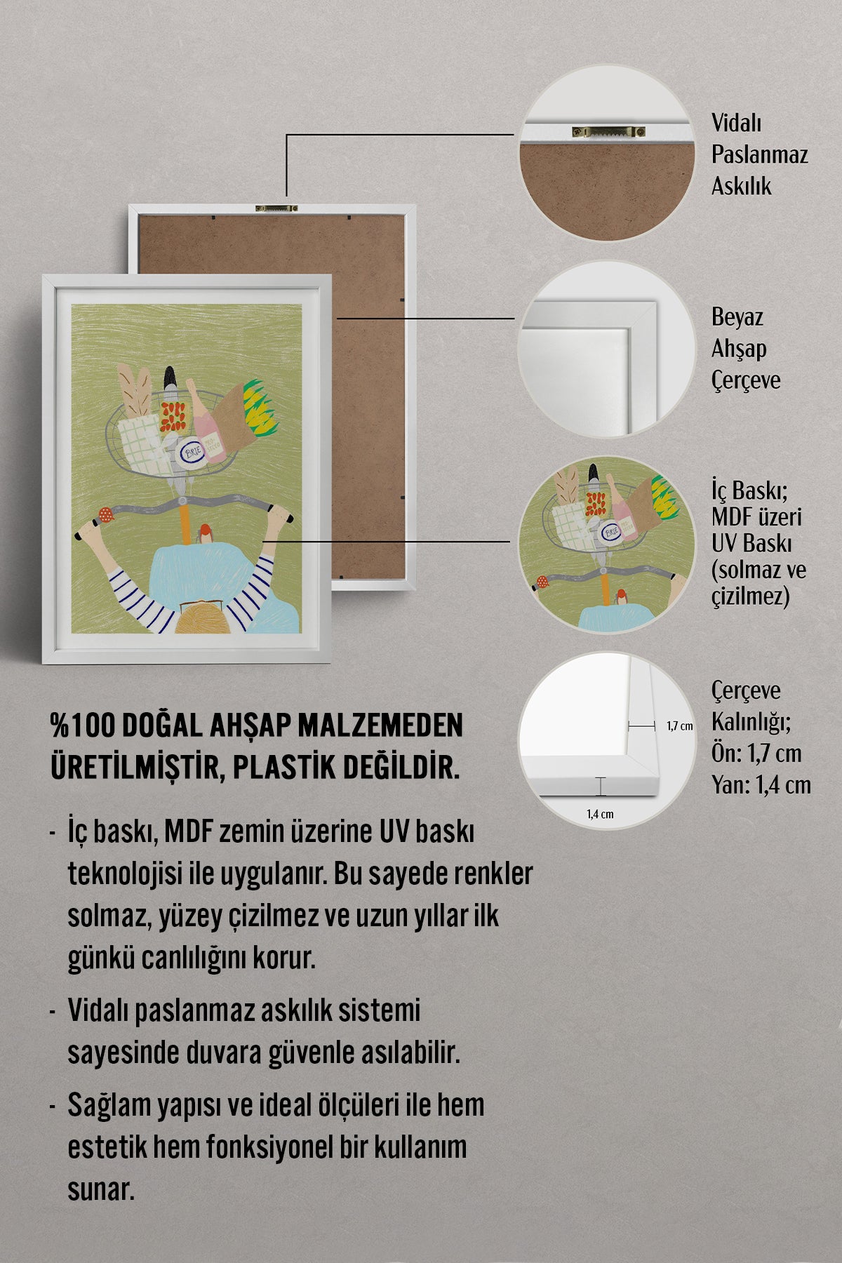 HOMEPACK Ahşap Çerçeveli Tablo Çerçeveli Poster Sanatsal Modern Duvar Dekoru TK-948