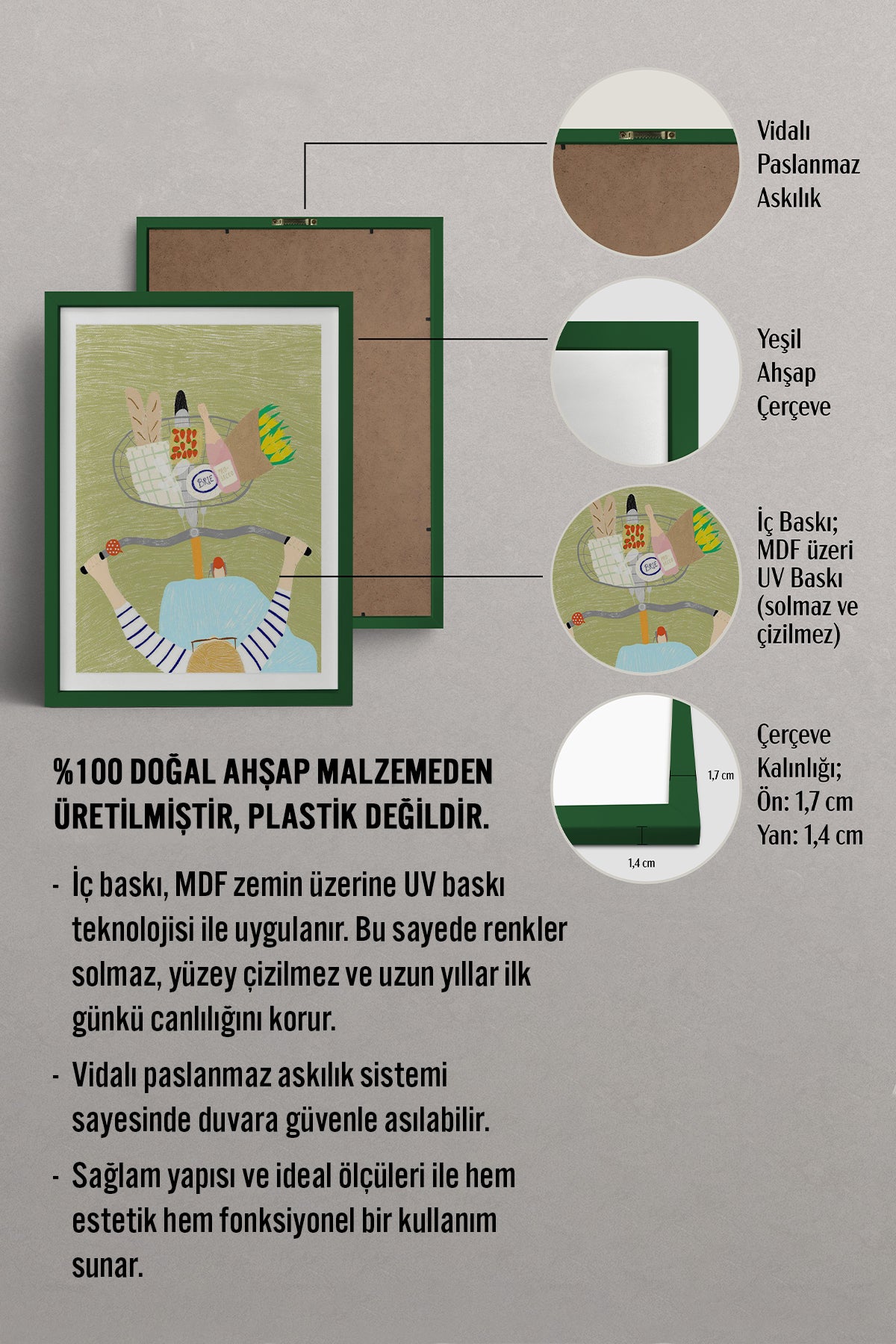 HOMEPACK Ahşap Çerçeveli Tablo Çerçeveli Poster Sanatsal Modern Duvar Dekoru TK-948