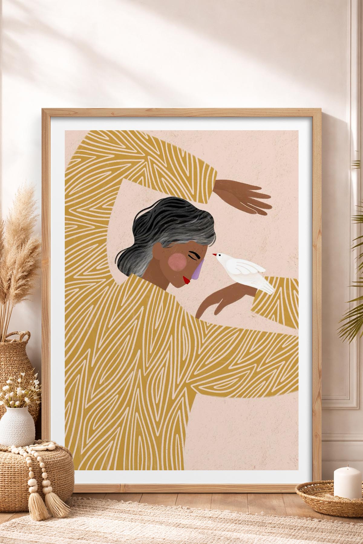 HOMEPACK Ahşap Çerçeveli Tablo Çerçeveli Poster Sanatsal Modern Duvar Dekoru TK-951