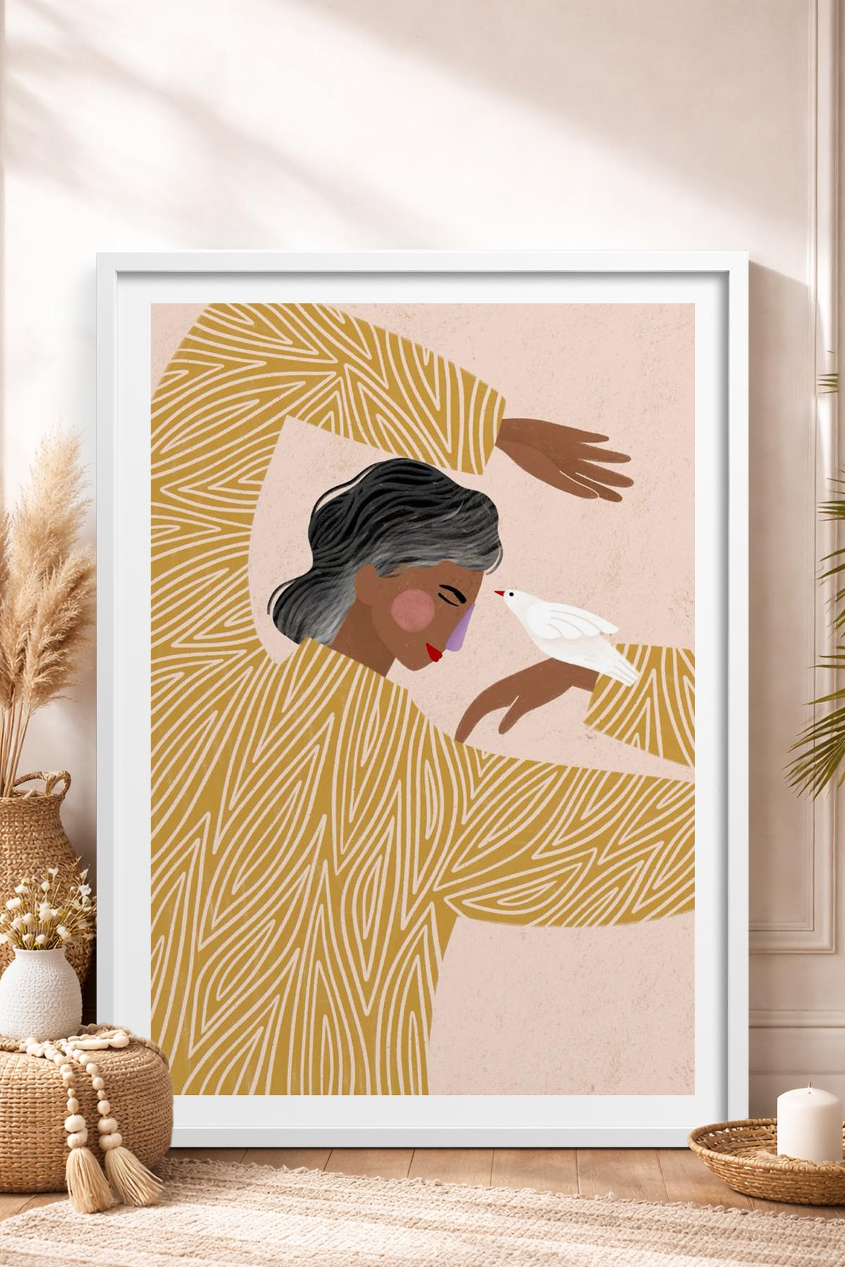 HOMEPACK Ahşap Çerçeveli Tablo Çerçeveli Poster Sanatsal Modern Duvar Dekoru TK-951