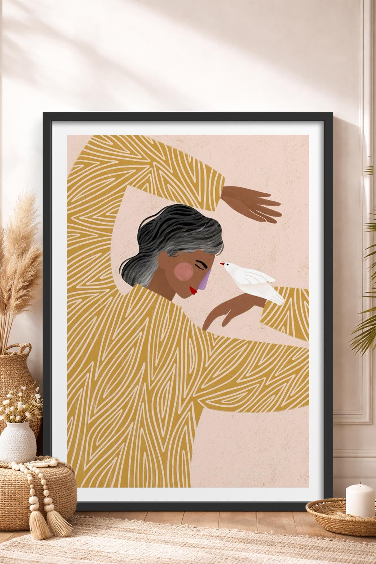 HOMEPACK Ahşap Çerçeveli Tablo Çerçeveli Poster Sanatsal Modern Duvar Dekoru TK-951