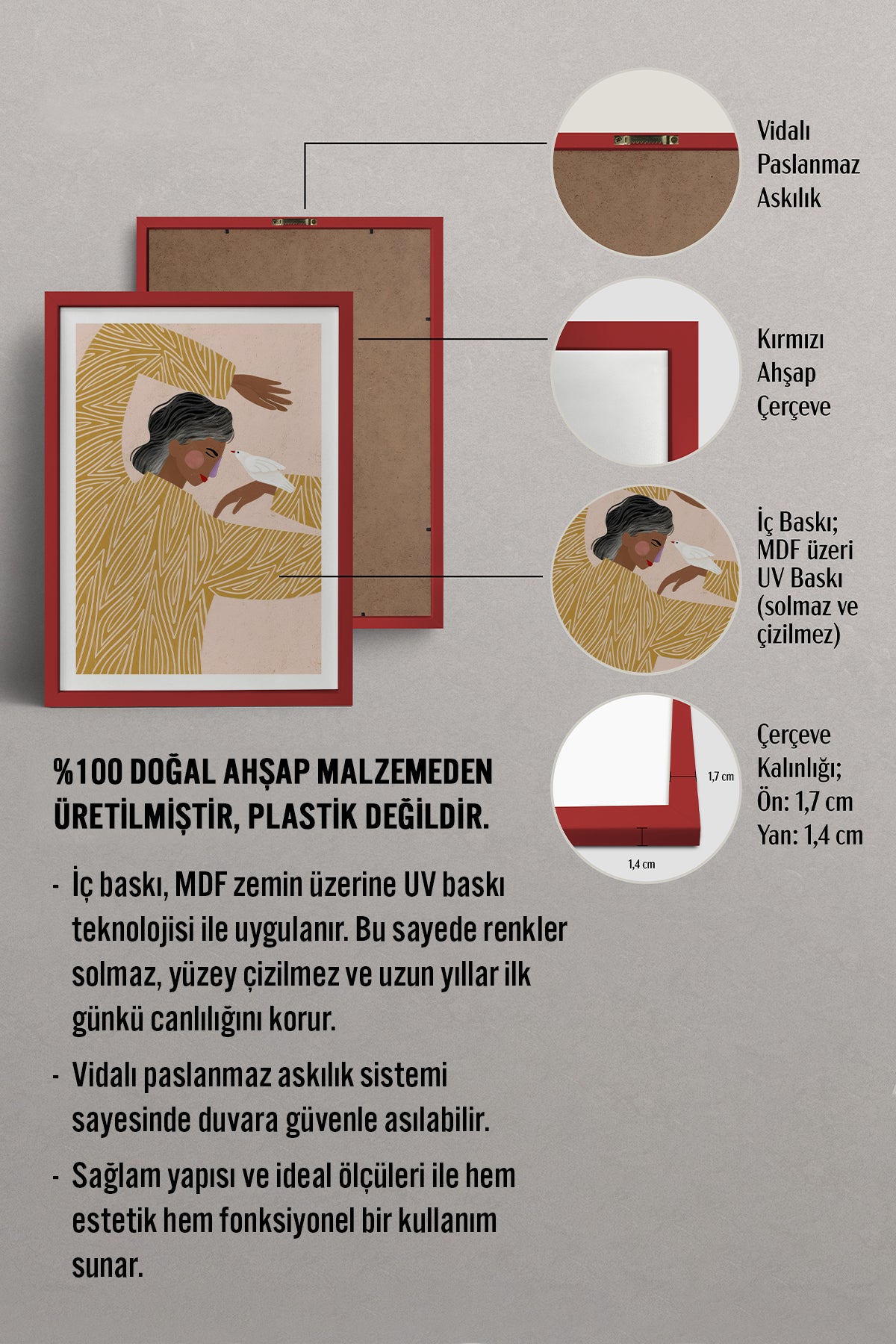 HOMEPACK Ahşap Çerçeveli Tablo Çerçeveli Poster Sanatsal Modern Duvar Dekoru TK-951