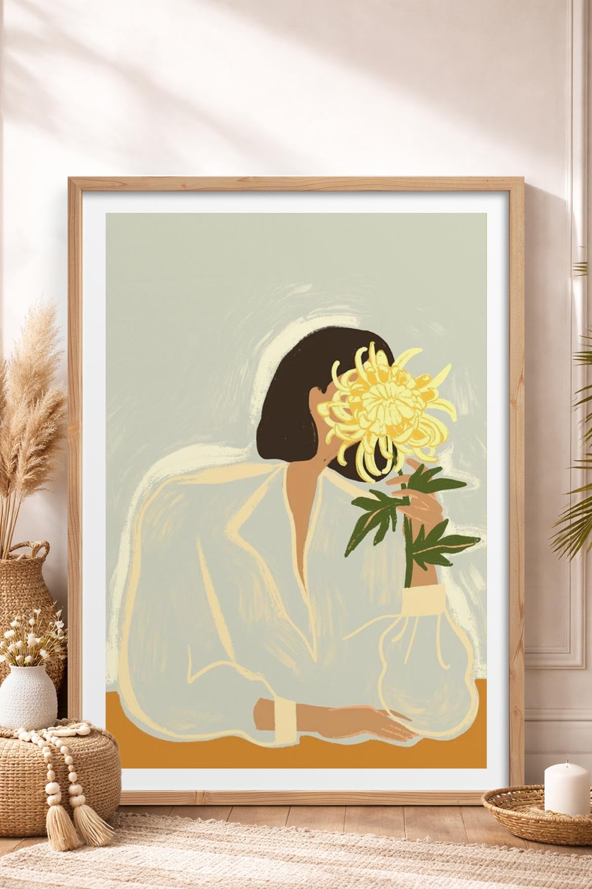 HOMEPACK Ahşap Çerçeveli Tablo Çerçeveli Poster Sanatsal Modern Duvar Dekoru TK-952