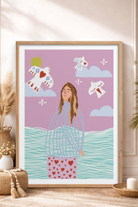 HOMEPACK Ahşap Çerçeveli Tablo Çerçeveli Poster Sanatsal Modern Duvar Dekoru TK-954