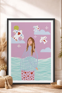 HOMEPACK Ahşap Çerçeveli Tablo Çerçeveli Poster Sanatsal Modern Duvar Dekoru TK-954