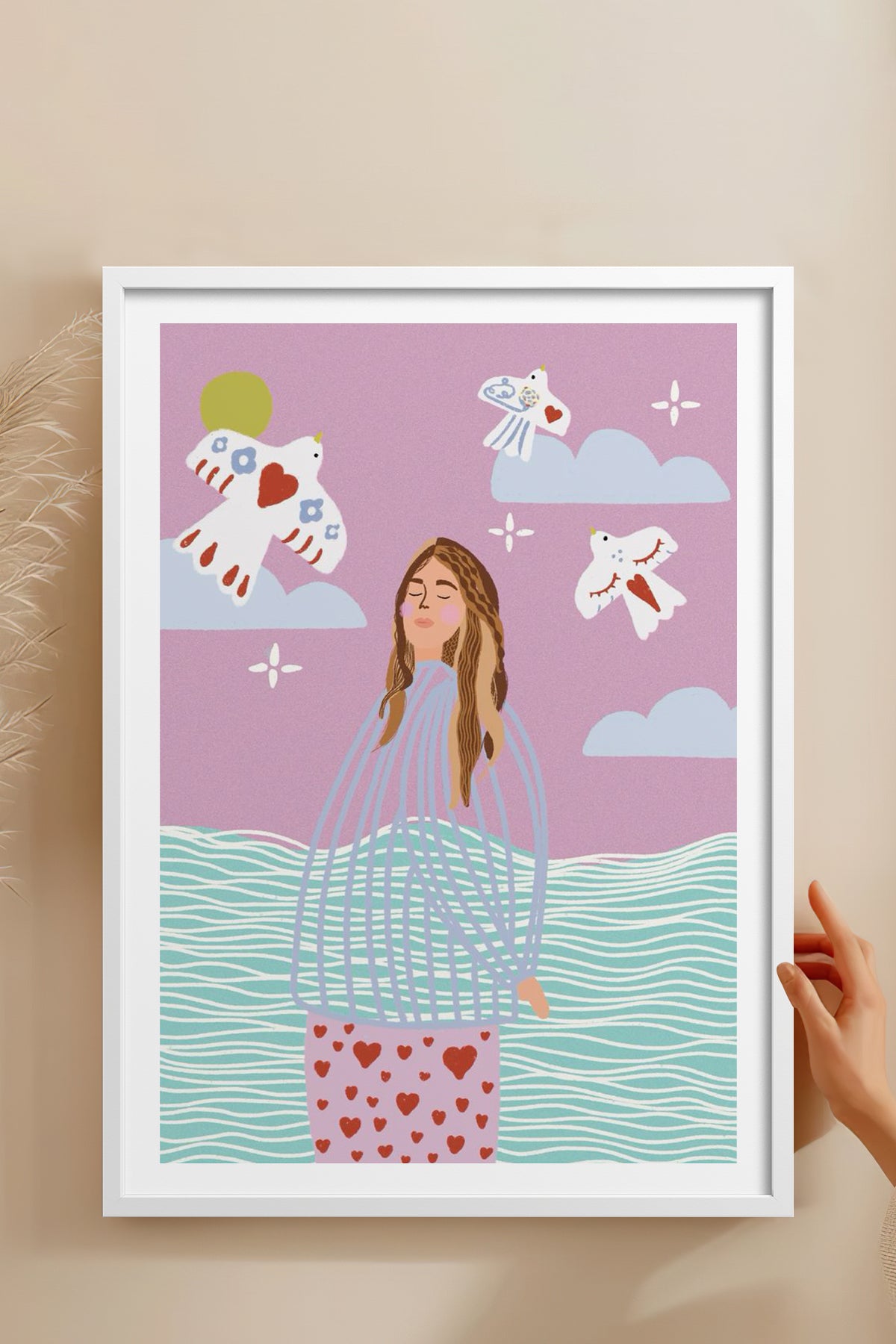 HOMEPACK Ahşap Çerçeveli Tablo Çerçeveli Poster Sanatsal Modern Duvar Dekoru TK-954