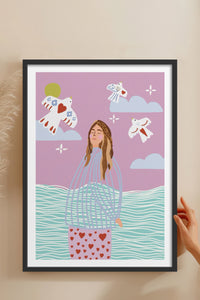 HOMEPACK Ahşap Çerçeveli Tablo Çerçeveli Poster Sanatsal Modern Duvar Dekoru TK-954