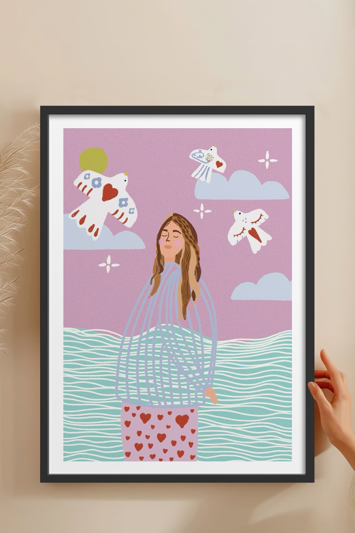 HOMEPACK Ahşap Çerçeveli Tablo Çerçeveli Poster Sanatsal Modern Duvar Dekoru TK-954
