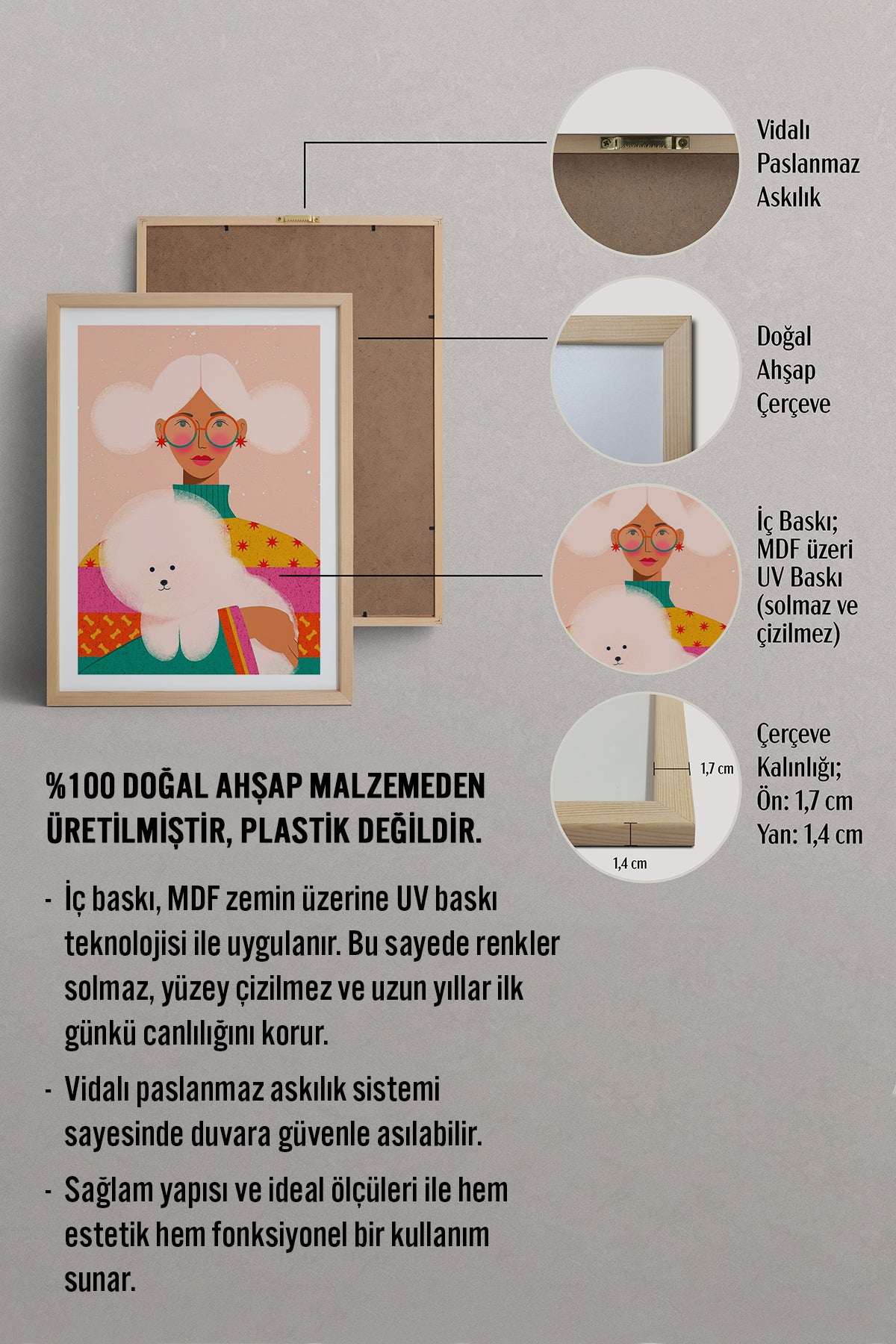 HOMEPACK Ahşap Çerçeveli Tablo Çerçeveli Poster Sanatsal Modern Duvar Dekoru TK-955