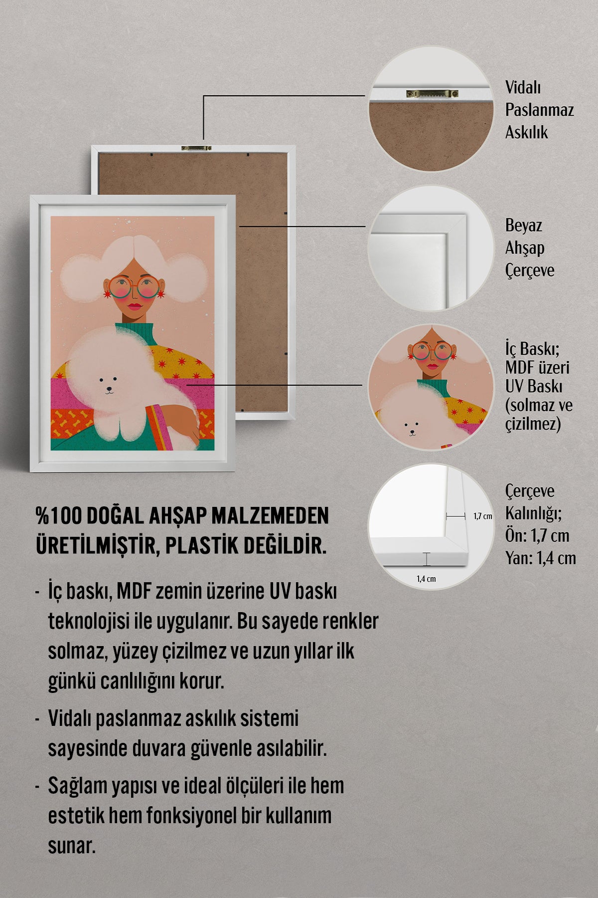 HOMEPACK Ahşap Çerçeveli Tablo Çerçeveli Poster Sanatsal Modern Duvar Dekoru TK-955