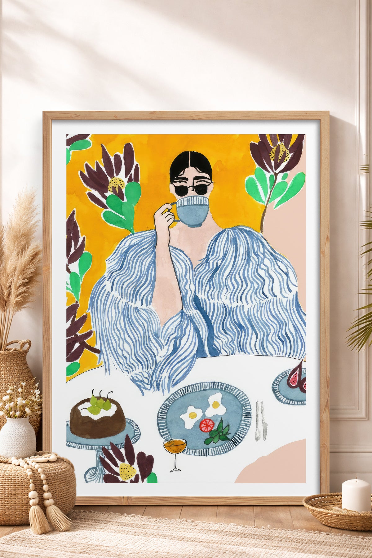 HOMEPACK Ahşap Çerçeveli Tablo Çerçeveli Poster Sanatsal Modern Duvar Dekoru TK-957