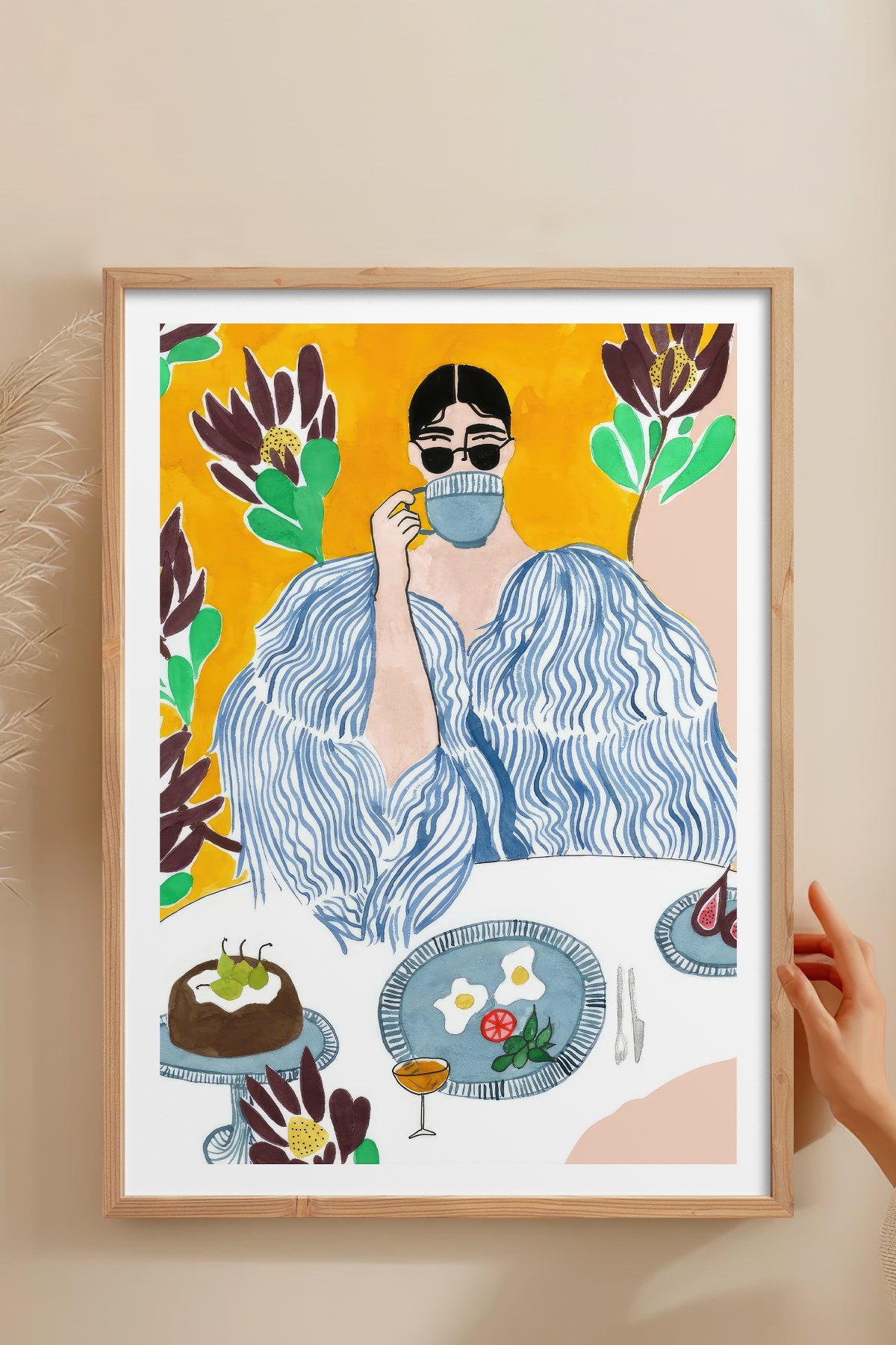 HOMEPACK Ahşap Çerçeveli Tablo Çerçeveli Poster Sanatsal Modern Duvar Dekoru TK-957