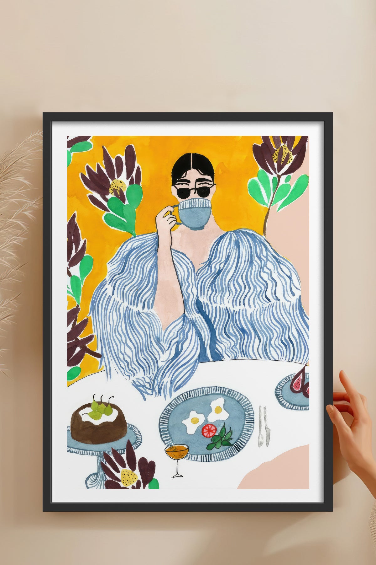 HOMEPACK Ahşap Çerçeveli Tablo Çerçeveli Poster Sanatsal Modern Duvar Dekoru TK-957