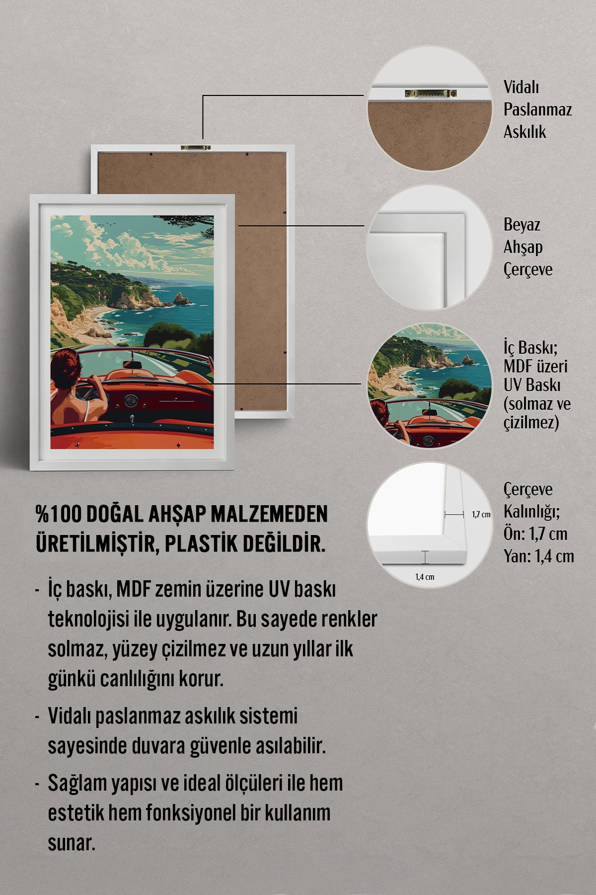 HOMEPACK Ahşap Çerçeveli Tablo Çerçeveli Poster Sanatsal Modern Duvar Dekoru TK-959