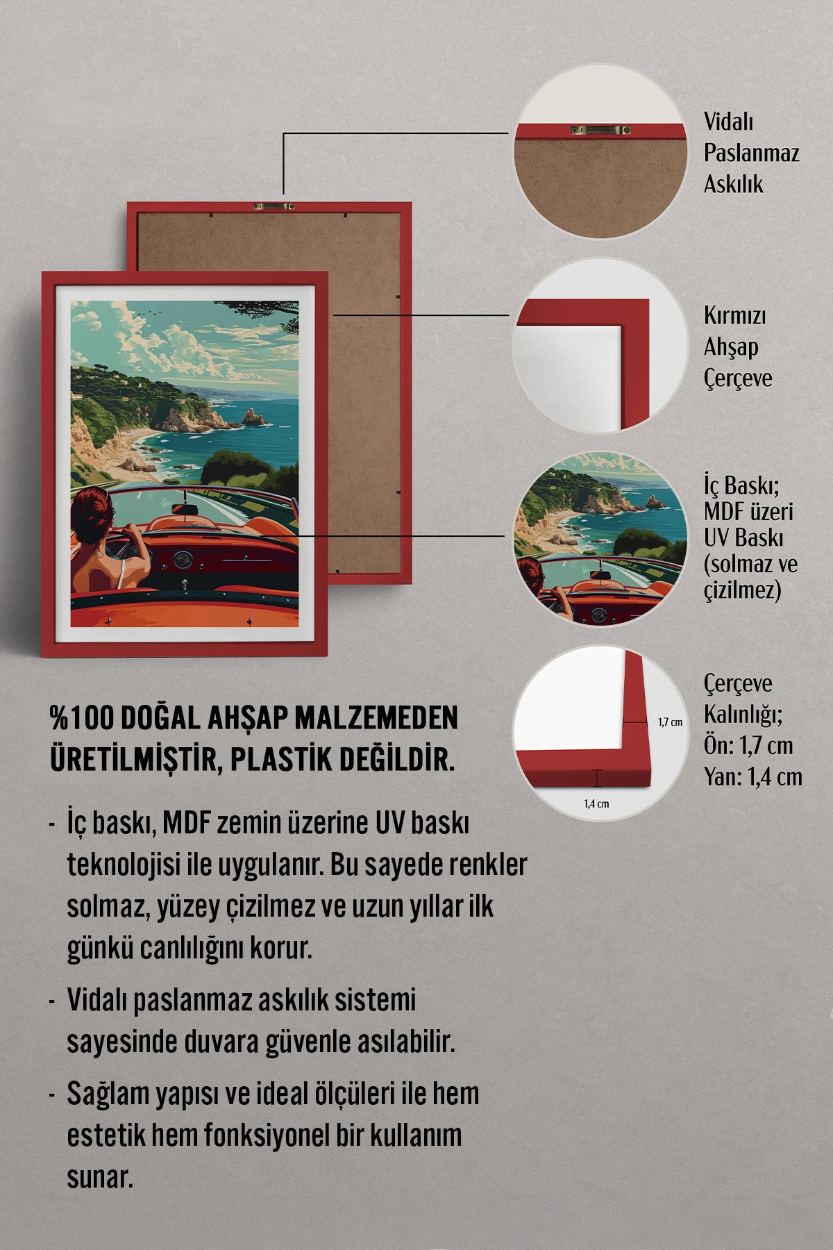 HOMEPACK Ahşap Çerçeveli Tablo Çerçeveli Poster Sanatsal Modern Duvar Dekoru TK-959