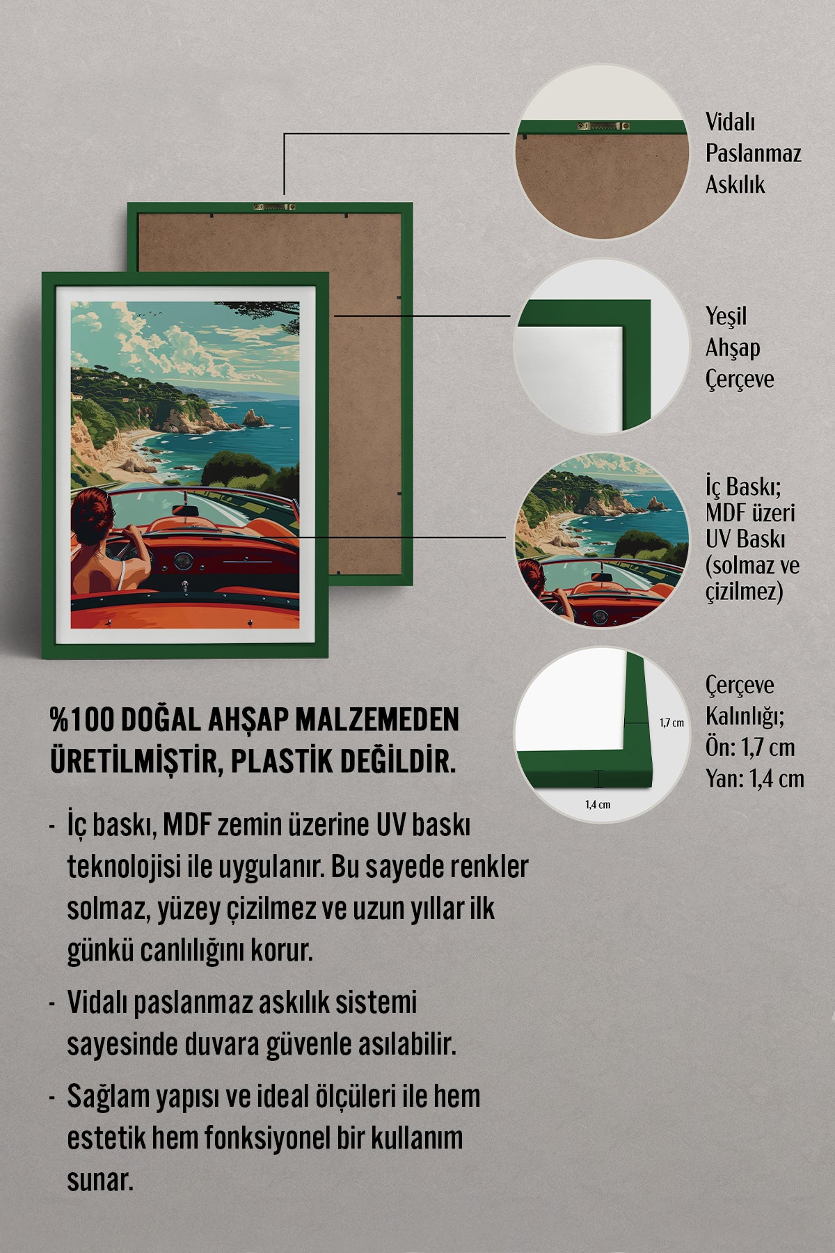 HOMEPACK Ahşap Çerçeveli Tablo Çerçeveli Poster Sanatsal Modern Duvar Dekoru TK-959