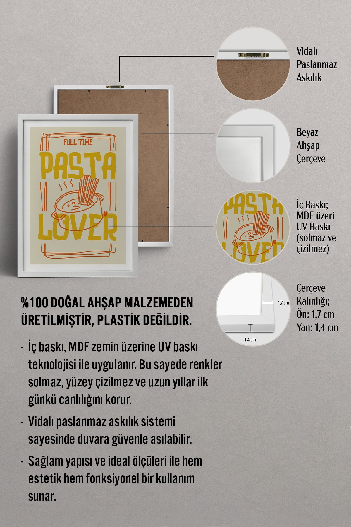 HOMEPACK Ahşap Çerçeveli Tablo Çerçeveli Poster Sanatsal Modern Duvar Dekoru TK-960