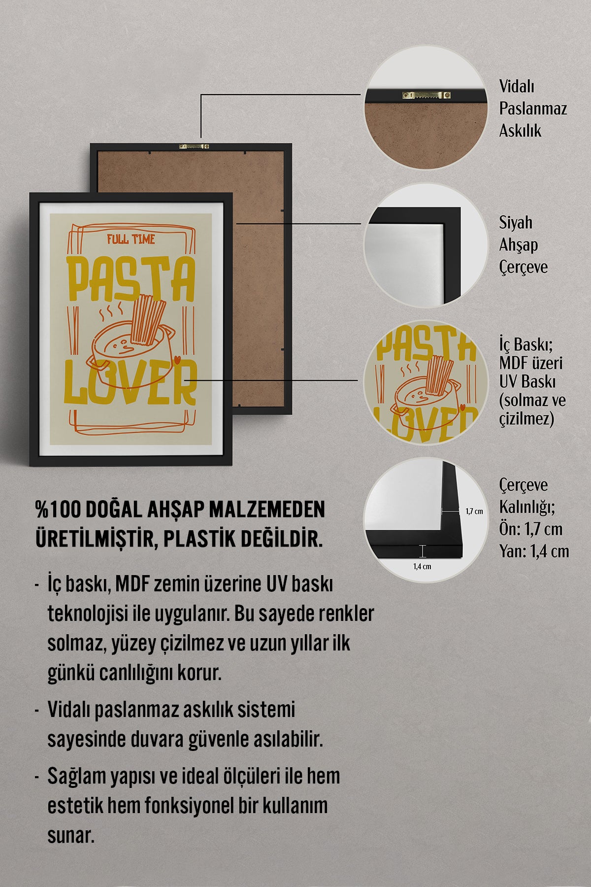HOMEPACK Ahşap Çerçeveli Tablo Çerçeveli Poster Sanatsal Modern Duvar Dekoru TK-960
