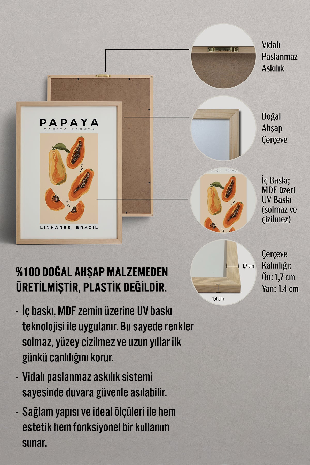 HOMEPACK Ahşap Çerçeveli Tablo Çerçeveli Poster Sanatsal Modern Duvar Dekoru TK-961