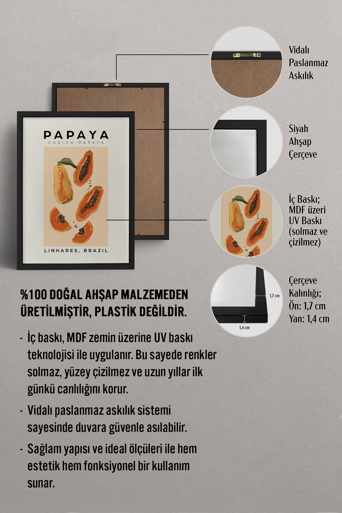 HOMEPACK Ahşap Çerçeveli Tablo Çerçeveli Poster Sanatsal Modern Duvar Dekoru TK-961