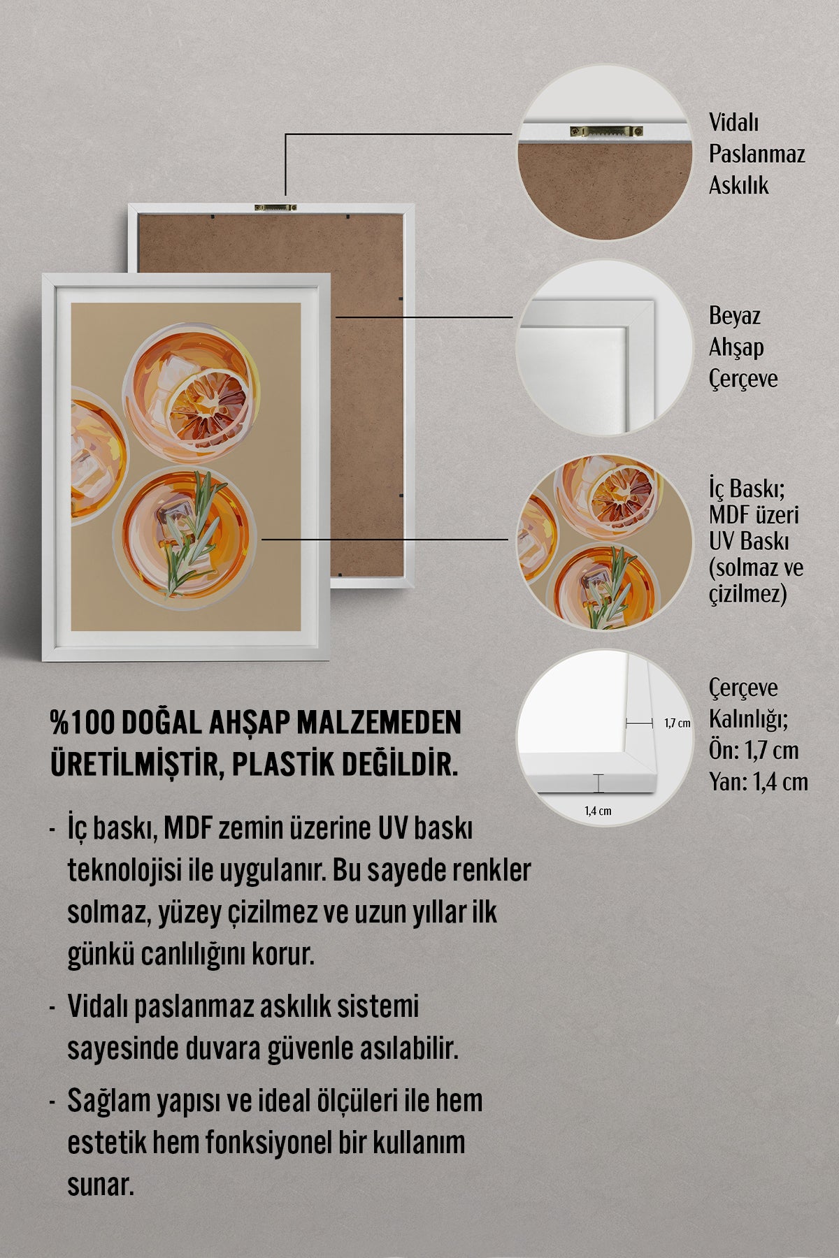 HOMEPACK Ahşap Çerçeveli Tablo Çerçeveli Poster Sanatsal Modern Duvar Dekoru TK-962