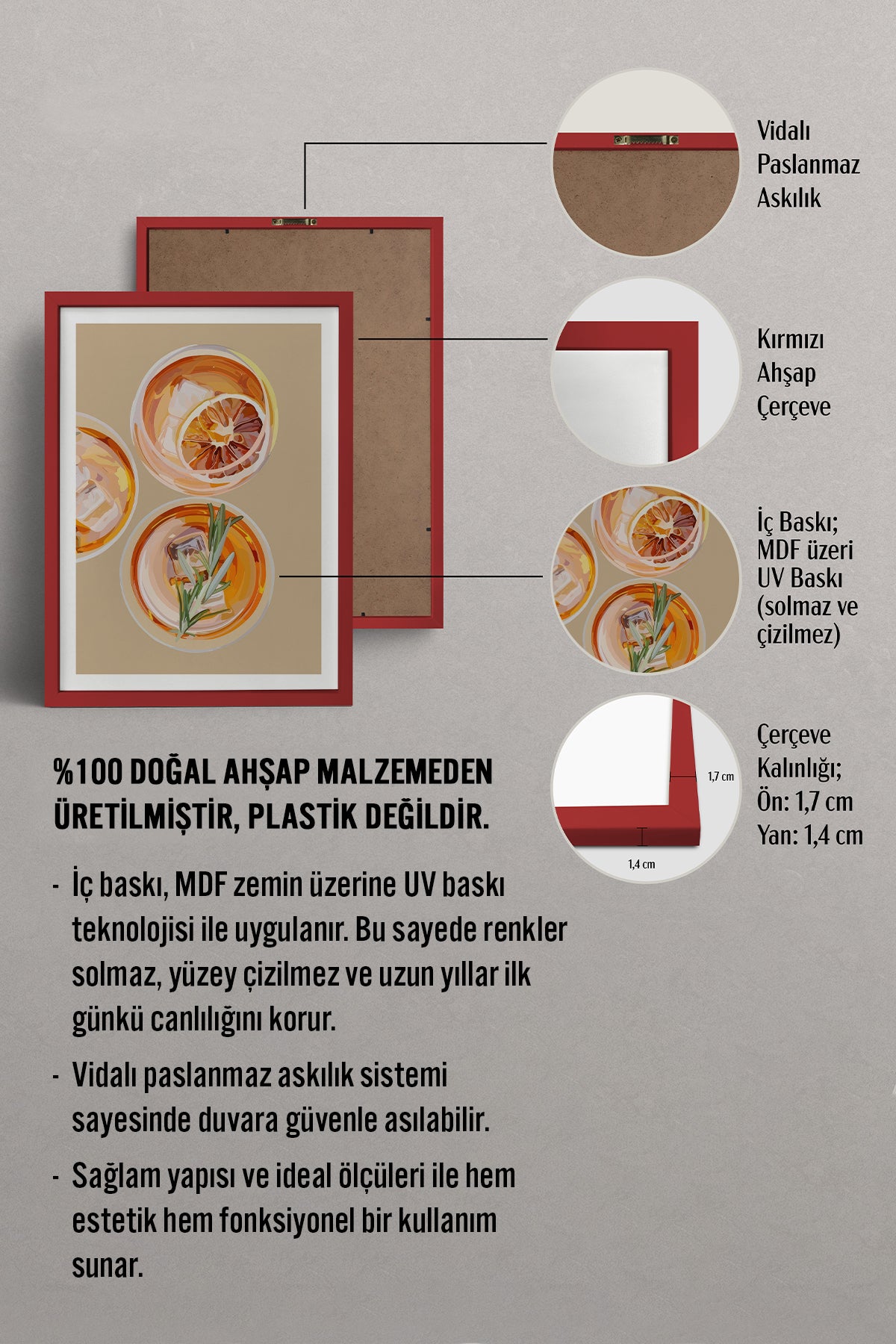 HOMEPACK Ahşap Çerçeveli Tablo Çerçeveli Poster Sanatsal Modern Duvar Dekoru TK-962