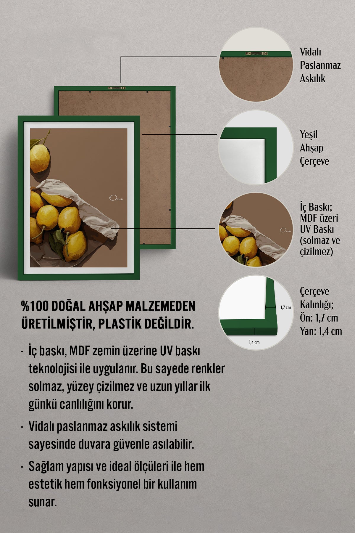 HOMEPACK Ahşap Çerçeveli Tablo Çerçeveli Poster Sanatsal Modern Duvar Dekoru TK-963
