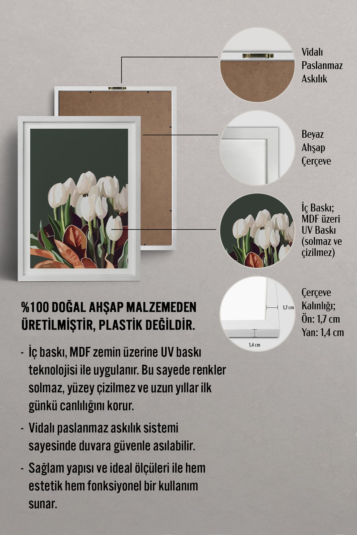 HOMEPACK Ahşap Çerçeveli Tablo Çerçeveli Poster Sanatsal Modern Duvar Dekoru TK-964