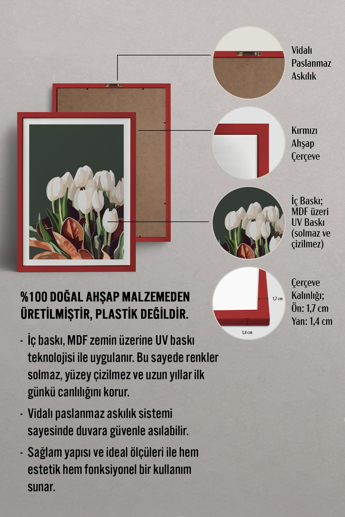 HOMEPACK Ahşap Çerçeveli Tablo Çerçeveli Poster Sanatsal Modern Duvar Dekoru TK-964