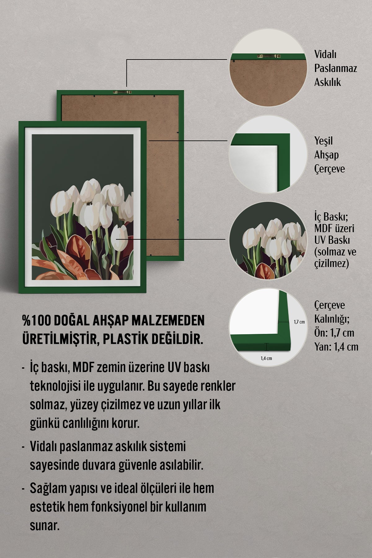 HOMEPACK Ahşap Çerçeveli Tablo Çerçeveli Poster Sanatsal Modern Duvar Dekoru TK-964