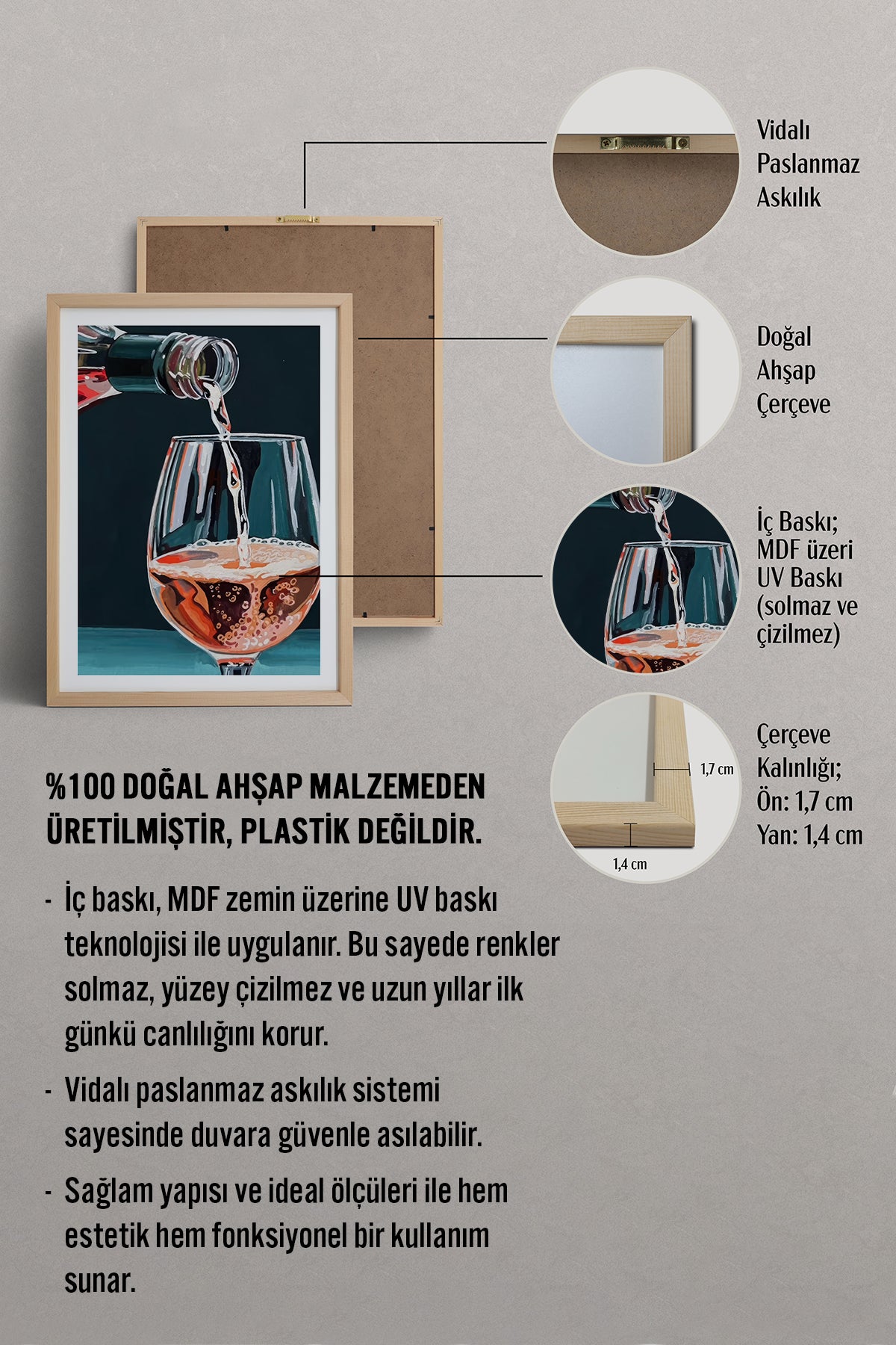 HOMEPACK Ahşap Çerçeveli Tablo Çerçeveli Poster Sanatsal Modern Duvar Dekoru TK-965