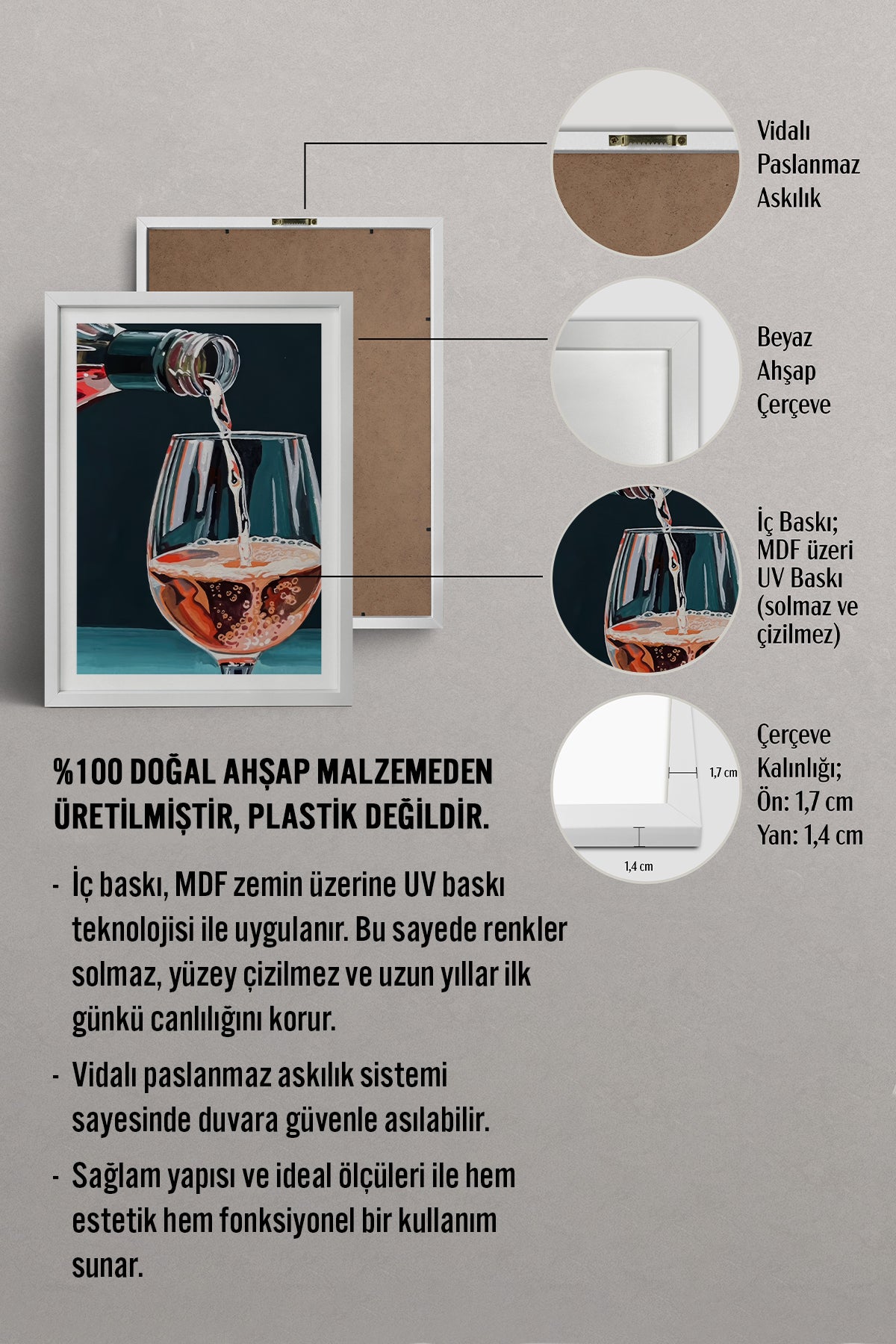 HOMEPACK Ahşap Çerçeveli Tablo Çerçeveli Poster Sanatsal Modern Duvar Dekoru TK-965