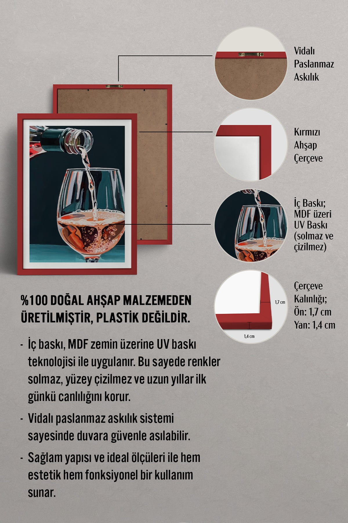 HOMEPACK Ahşap Çerçeveli Tablo Çerçeveli Poster Sanatsal Modern Duvar Dekoru TK-965