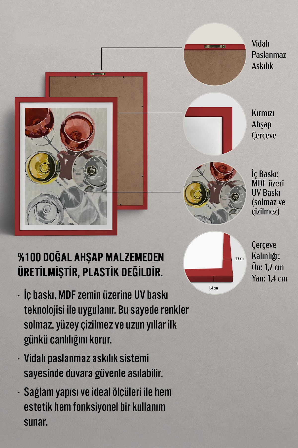 HOMEPACK Ahşap Çerçeveli Tablo Çerçeveli Poster Sanatsal Modern Duvar Dekoru TK-966