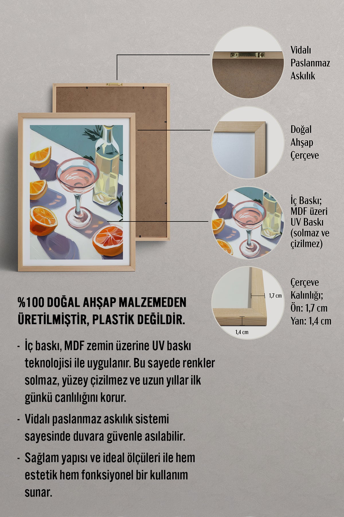 HOMEPACK Ahşap Çerçeveli Tablo Çerçeveli Poster Sanatsal Modern Duvar Dekoru TK-968