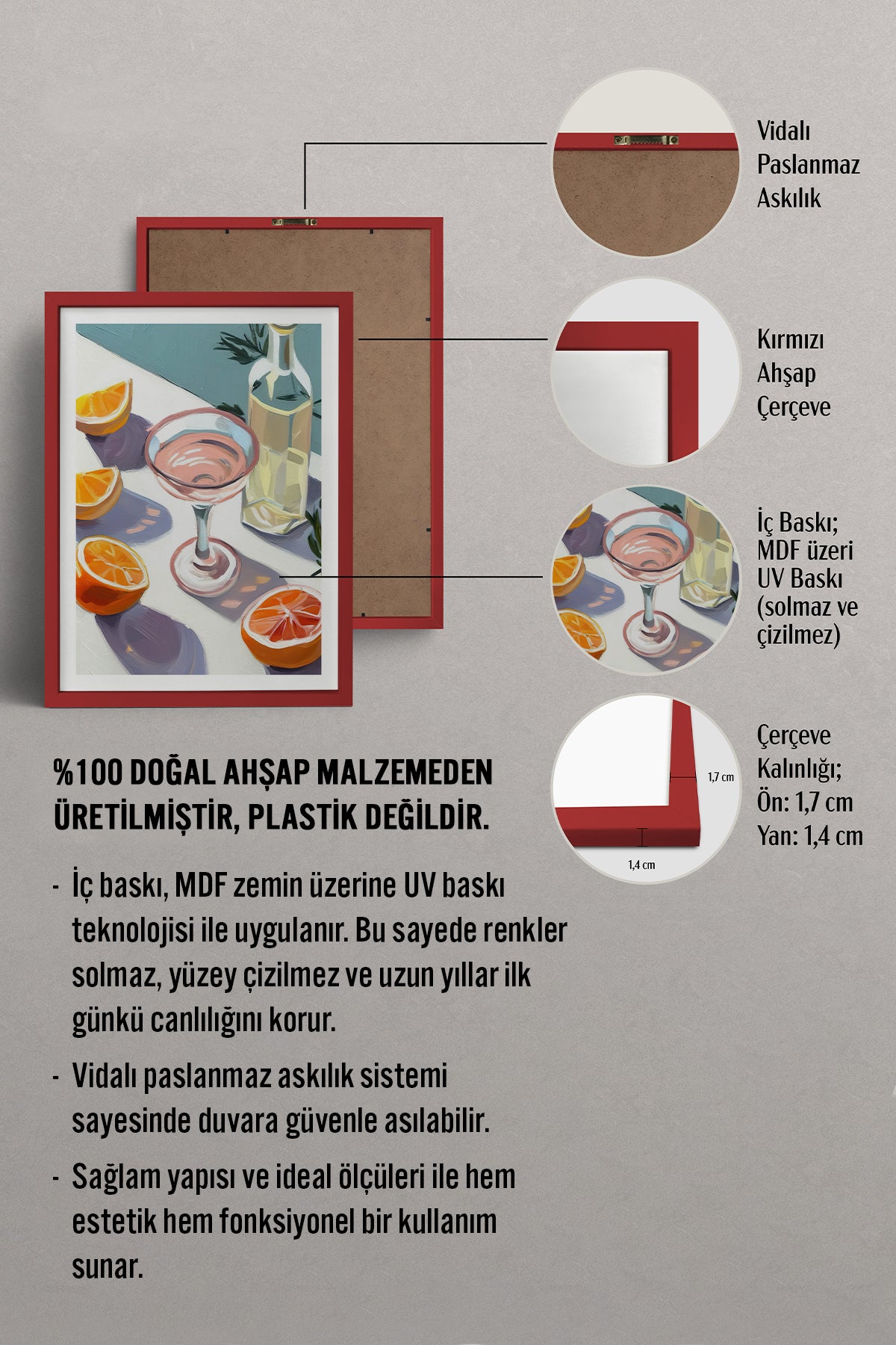 HOMEPACK Ahşap Çerçeveli Tablo Çerçeveli Poster Sanatsal Modern Duvar Dekoru TK-968