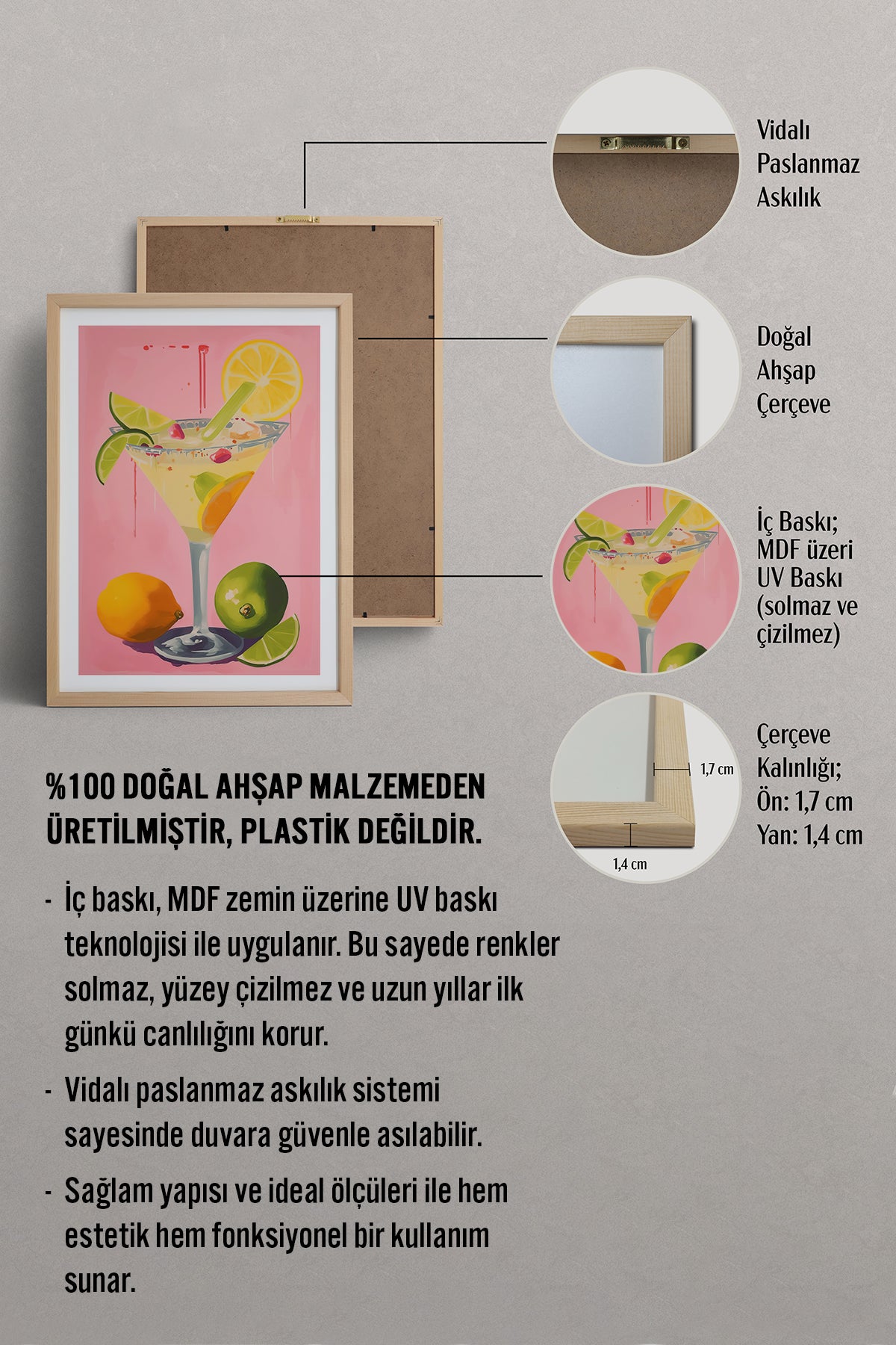 HOMEPACK Ahşap Çerçeveli Tablo Çerçeveli Poster Sanatsal Modern Duvar Dekoru TK-969