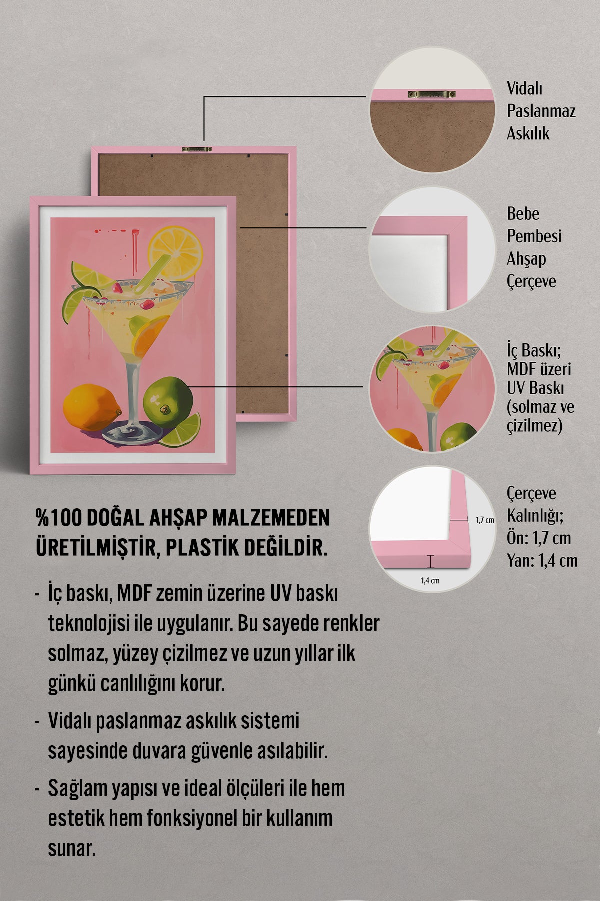 HOMEPACK Ahşap Çerçeveli Tablo Çerçeveli Poster Sanatsal Modern Duvar Dekoru TK-969